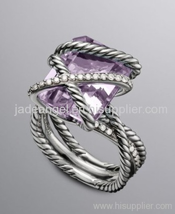 designer style inspired jewelry 16x12mm lavender amethyst cable wrap ring