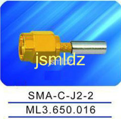 SMA male connector ,crimp style,straight,connecting 2mm diameter insulator ,2 layer braid shield