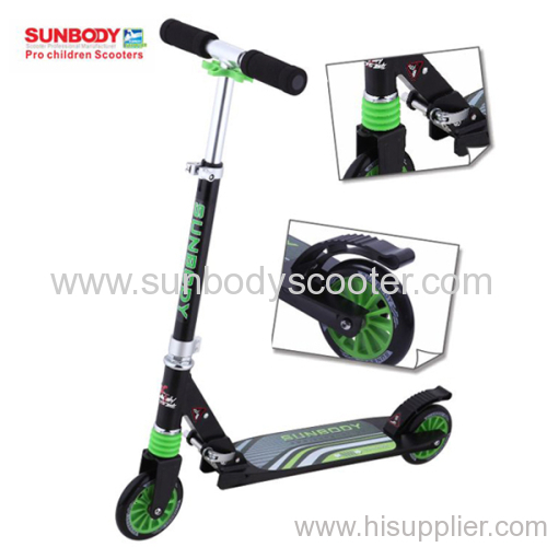 2013 full aluminum body EN14619 quality front suspension adult kick foot scooter 125mm PU wheel