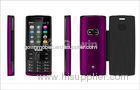 Four frequency Purple Dual Sim Cards Dual Standby Phone with leather case