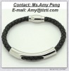 Men's leather stainless steel bracelet