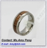 Titanium ring with wood grain inlay