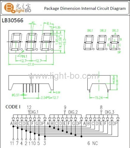 Ultra Bright Red 3-Digit 0.567-Segment LED Display for Oven Control ,Operating temperature 120℃