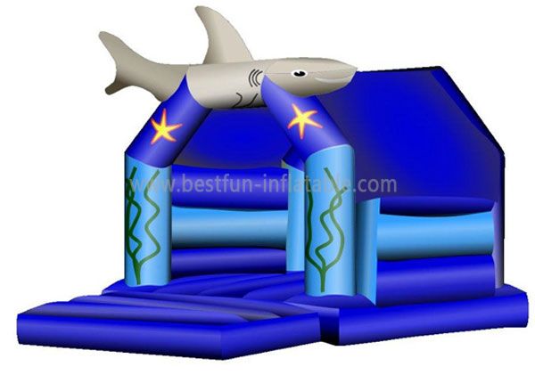 Blue Inflatable Shark Bounce House