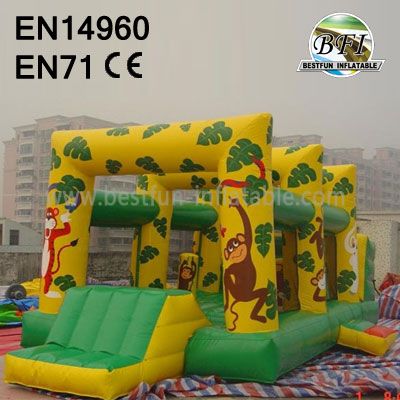 Jungle Bouncer With Small Slide Inflatable Bouncer Combo