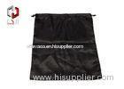 Black Satin Drawstring Bag For Shoes , Satin Gift Pouch