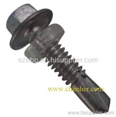 Hex washer flange head self-drilling screw: