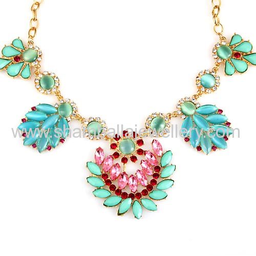 Colorful rhinestone crystal flower Statement collar Necklaces