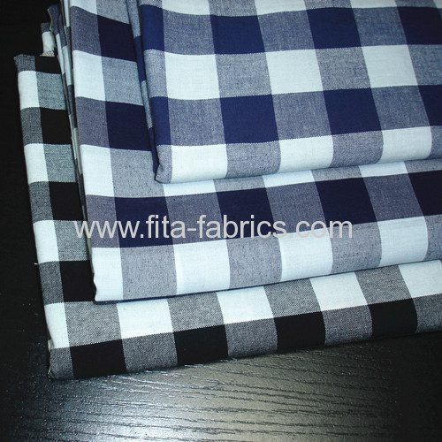 Polyester and cotton blended checks fabric 