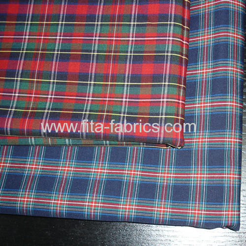 Polyester and cotton yarn-dyed poplin woven fabric