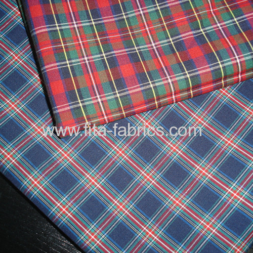 Polyester and cotton yarn-dyed poplin woven fabric