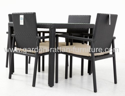 Outdoor rattan garden dining room set 4 chair 1 table 