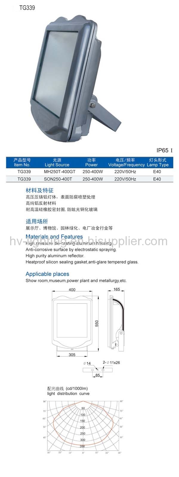 Flood light series E40 250W 400W