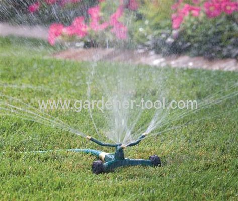 3 arm aluminium alloy rotary water sprinkler with zinc base