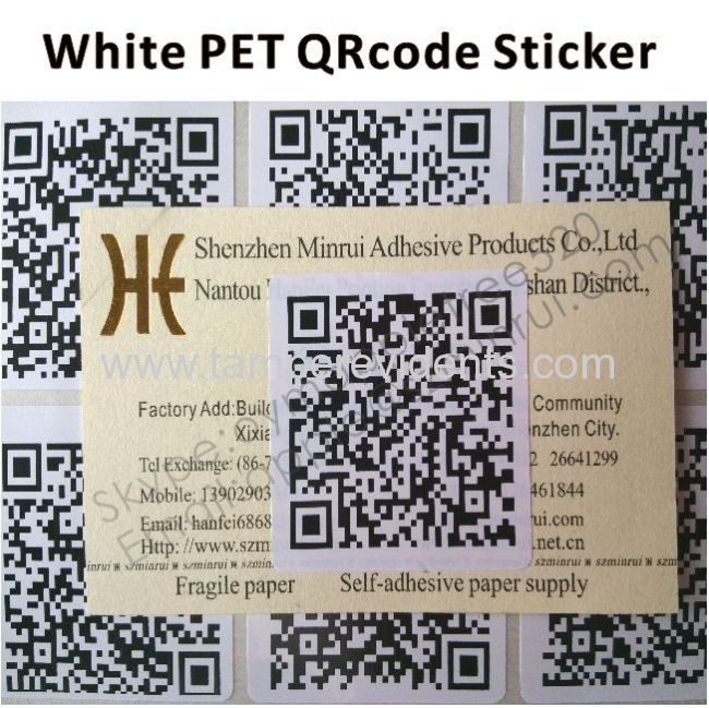 Custom White PET Vinyl Stickers,2x2cm Durable PET QRcode Label,QRcode Stickers Placed Onto Membership Cards 
