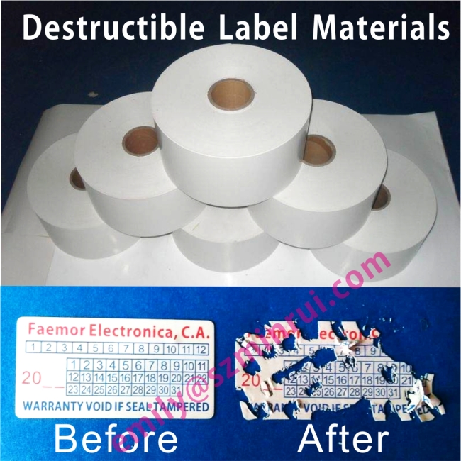 Custom 30x15mm Warranty VOID Labels With Round Corners,Warranty Destructible Vinyle Date Labels With Your Company Name