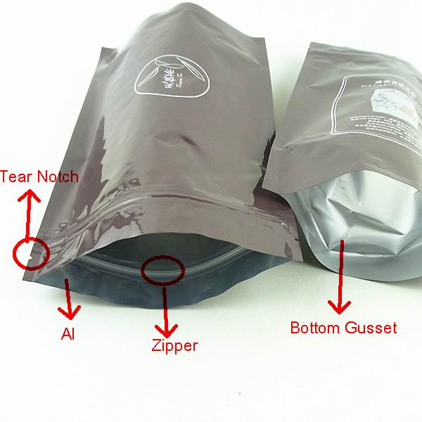 foil standing up pouch for tea