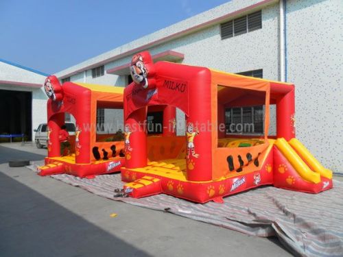 Red Inflatable Tiger Bouncer With Slide