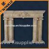 Solid Indoor Stone Fireplace Mantel With Natural Beige Marble Pillar