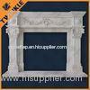 Hand Carved White Marble Fireplace Mantel With Statues For Home