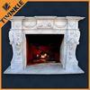 Marble White Fireplace Mantel Hand Carving Indoor Free Standing