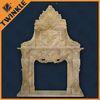 Yellow Craved Travertine Fireplace Mantel / Simple Fireplace Surrounds