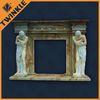 Solid Custom Travertine Fireplace Mantel With Statue For House