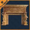 Yellow Unique Travertine Fireplace Mantel With Statue For Outdoor