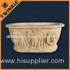 Round Yellow Natural Stone Tub With Statue For Hotel Decorative