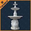 Natural Outdoor Stone Water Fountains White Marble With Lion Statue
