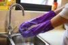 38 cm Length Purple vinyl household glove With Beaded cuff for dish washing