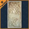 Flower Stone Relief Carving / Beige Sandstone Handmade Carving