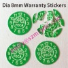 Custom Green Round Warranty Stickers In Rolls,Warranty VOID If Removed Labels,Self Sticking Tamper Evident Seal Label