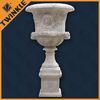 White Stone Flower Pots , Customized Polished White Marble Planter