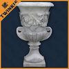 Natural Stone Garden Flower Pots / White Marble Surface Polished