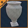 White Antique Stone Flower Pots For Exterior Garden / Yard Planters