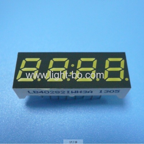 Ultra Bright White 4-Digit 7mm (0.28") Anode 7- Segment LED Display, 30.2 x 11 x 6 mm