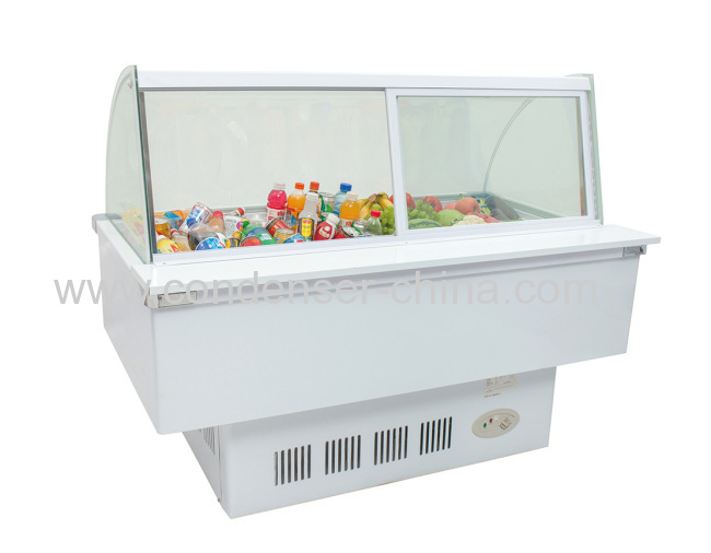  Curved commercial use frozen food display cabinet