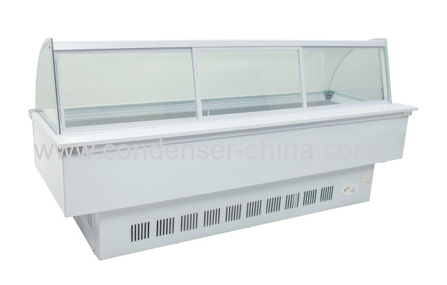 Curved commercial use frozen food display cabinet