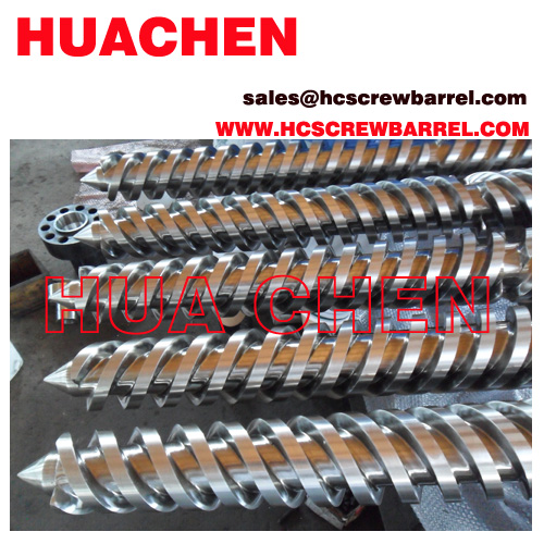 Conical twin screw barrel for extruder