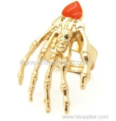 Skeletion Hand Ring with 14k Gold plated