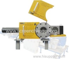 Hydraulic plate screen changer for plastic extrusion machine