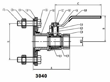 Brass Ball Valve with Rotating Flange