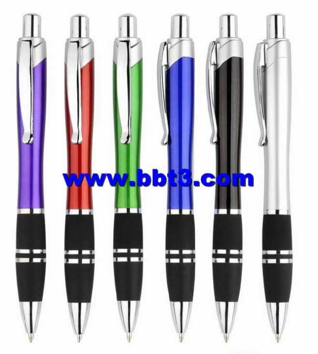 Promotional ballpen with rubber grip and shine accessories