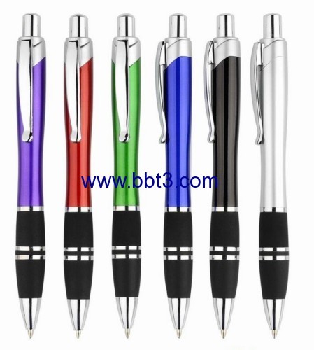 Promotional ballpen with rubber grip and shine accessories