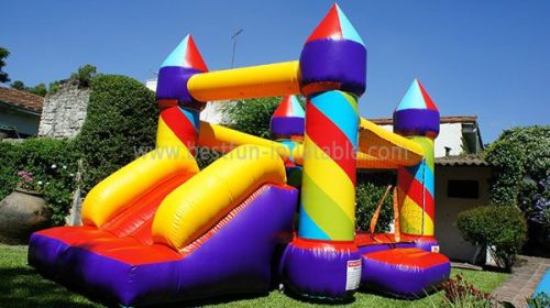 Colorful Rainbow Inflatable Bounce And Slide