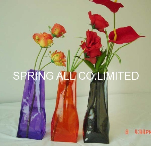 Foldable pvc vase , measure 29*10.5*7cm