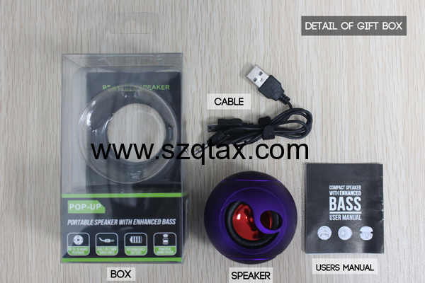 2013 new products portable speaker with usb port