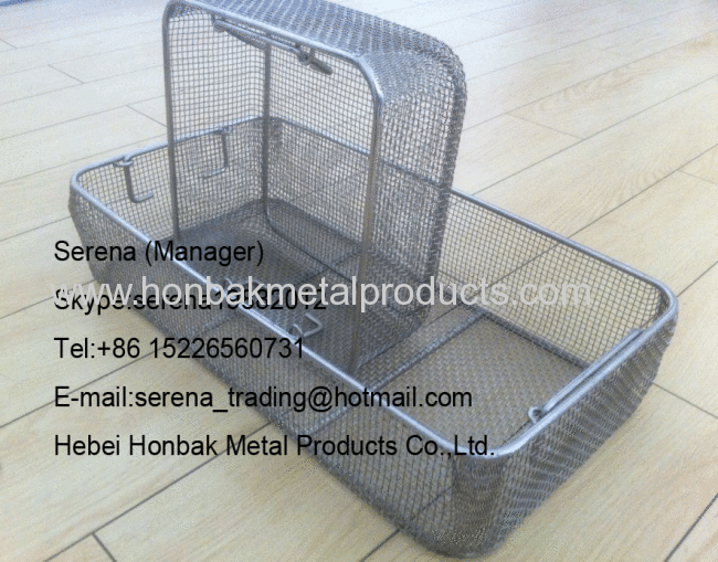 Stainless steel Wire Mesh medical sterilization Basket(L480xW250xH50mm)