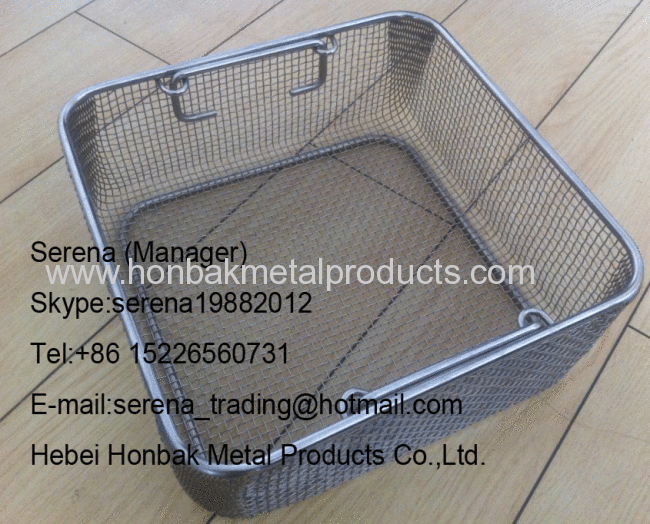 Stainless steel Wire Mesh medical sterilization Basket(L480xW250xH50mm)